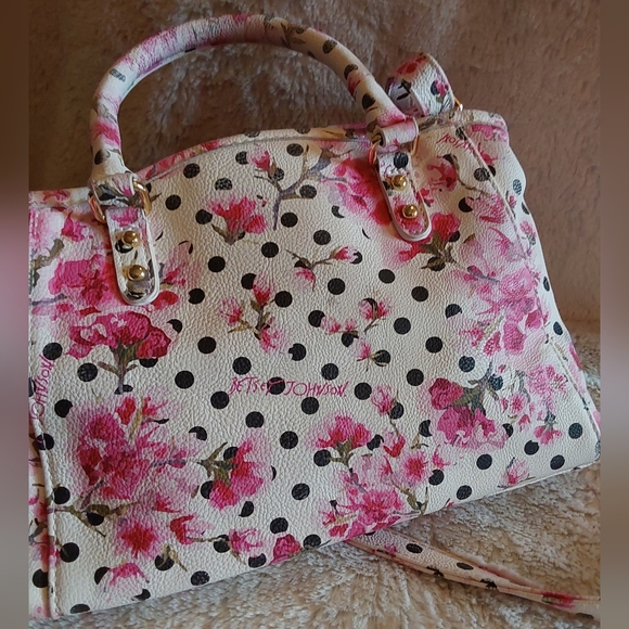 🌺 LIKE NEW Betsey Johnson Floral Polka Dot Shoulder/Crossbody Bag - Picture 6 of 16